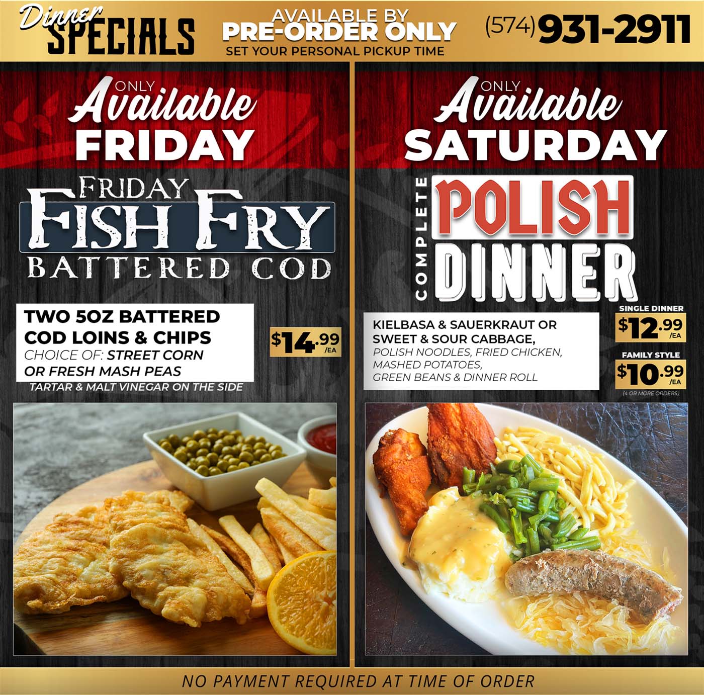 Friday and Saturday Dinner Specials